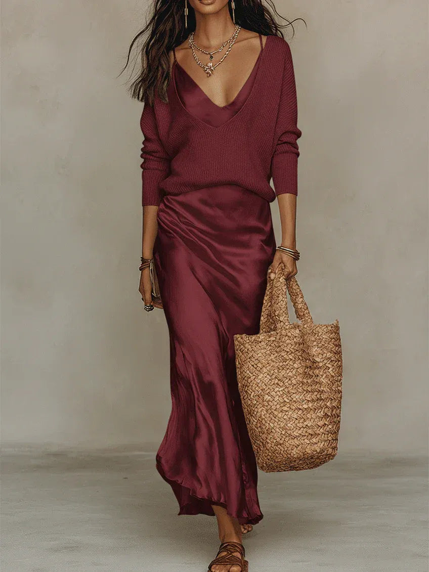 Alexia – Vestido Satinado Midi Elegante