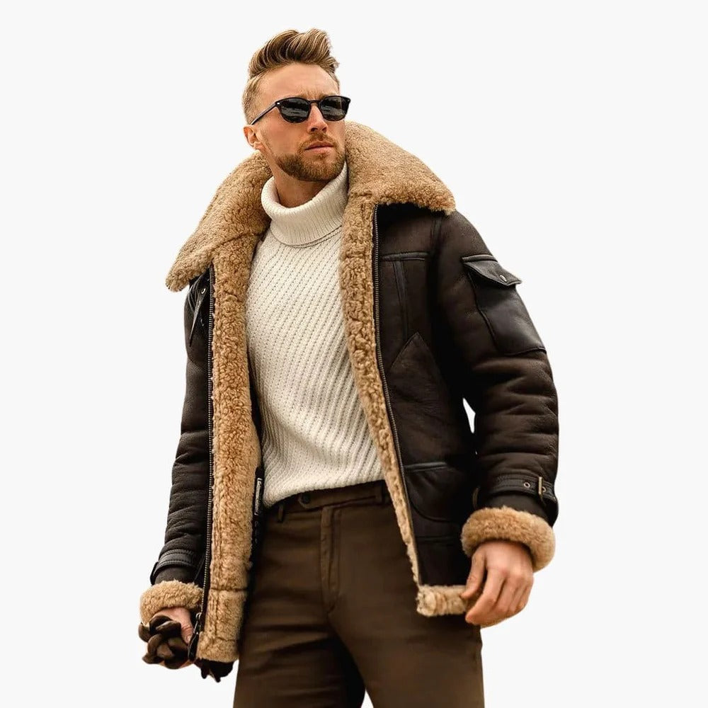 Axel – Chaqueta Aviador con Cuello de Borrego