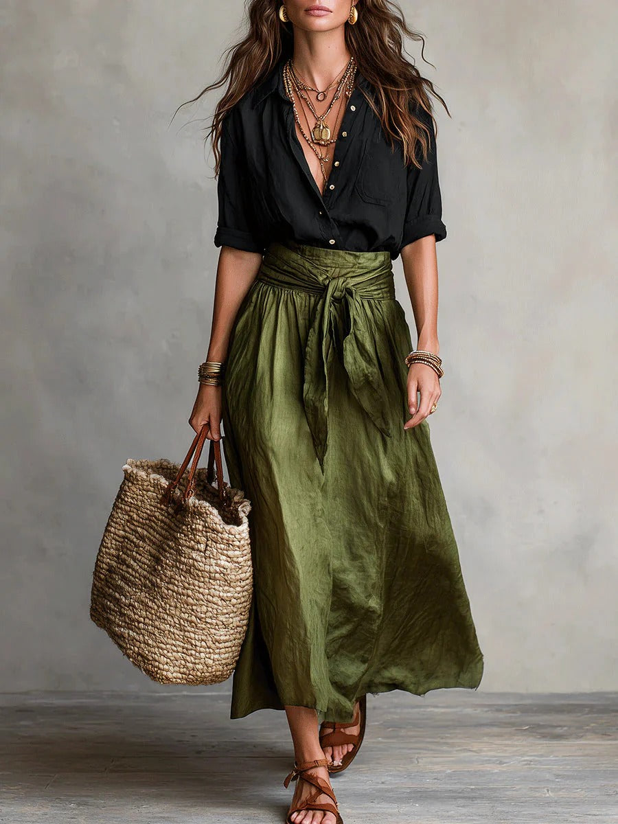 Violeta – Conjunto Blusa y Falda Midi